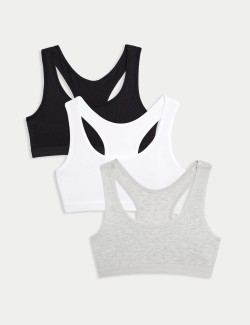 3pk Cotton Rich Crop Tops (6-16 Yrs)