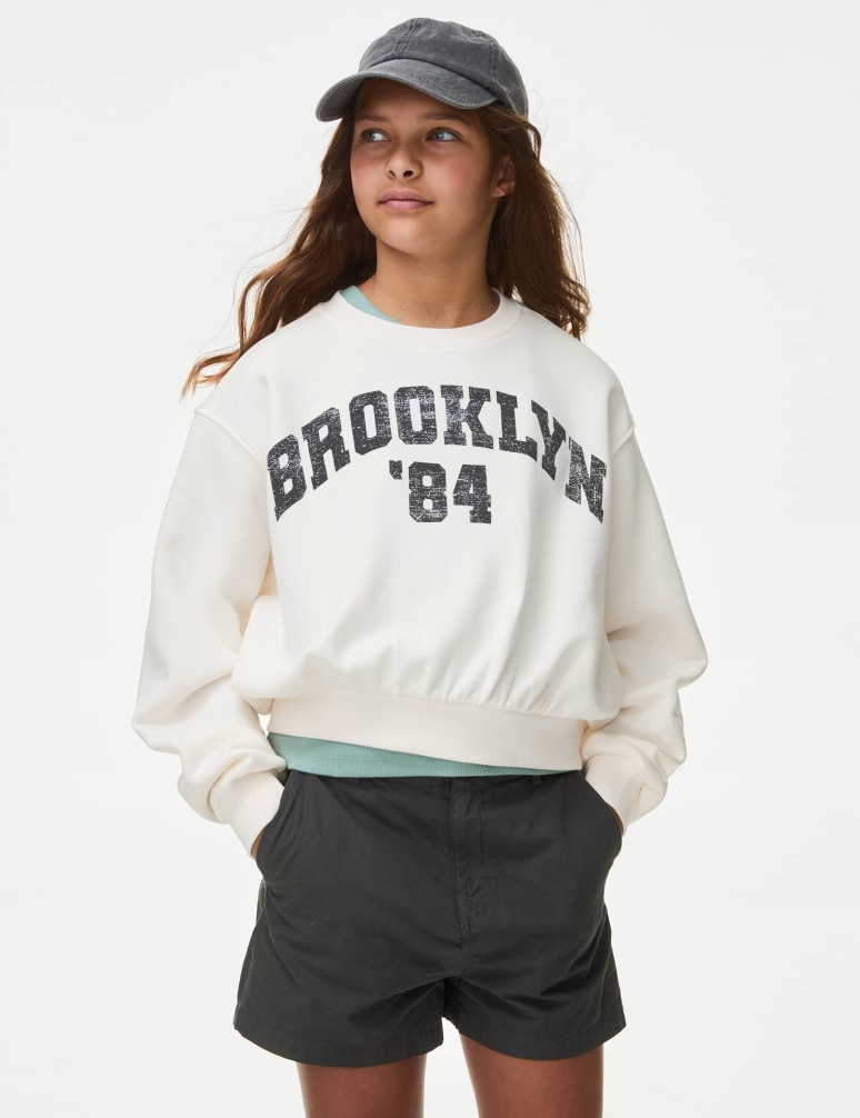 Cotton Rich Brooklyn Slogan Sweatshirt (6-16 Yrs)