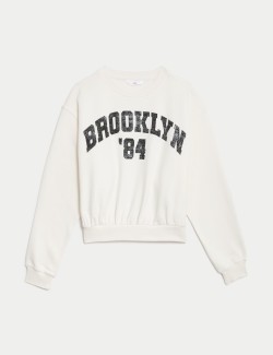 Cotton Rich Brooklyn Slogan Sweatshirt (6-16 Yrs)