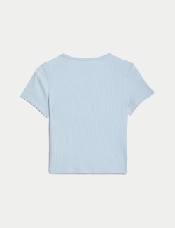 Cotton Rich Ribbed Button T-Shirt (6-16 Yrs)