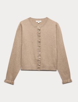 Air-Yarn Ruffle Slim Fit Cardigan