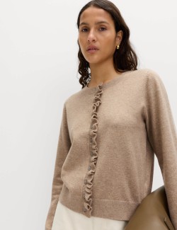 Air-Yarn Ruffle Slim Fit Cardigan