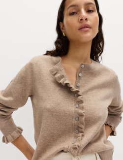 Air-Yarn Ruffle Slim Fit Cardigan