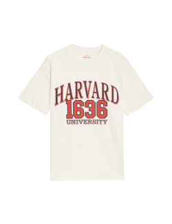 Pure Cotton Harvard Slogan T-Shirt (6-16 Yrs)