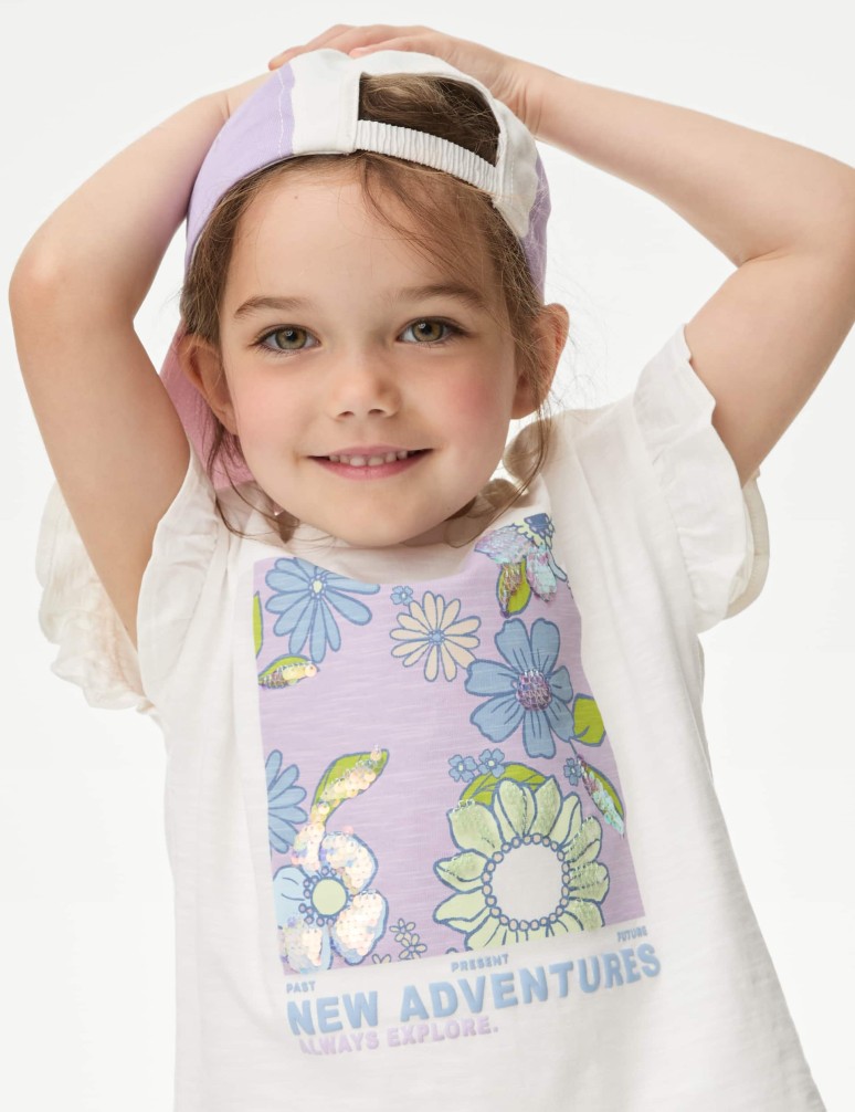 Pure Cotton Floral T-Shirt (2-8 Yrs)