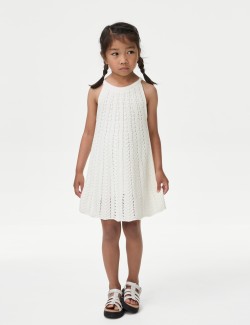 Pure Cotton Knitted Halter Neck Dress (2-8 Yrs)