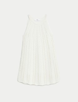 Pure Cotton Knitted Halter Neck Dress (2-8 Yrs)