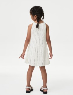 Pure Cotton Knitted Halter Neck Dress (2-8 Yrs)