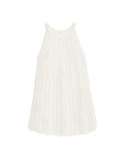 Pure Cotton Knitted Halter Neck Dress (2-8 Yrs)