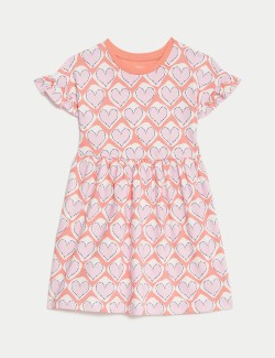 Pure Cotton Heart Print Dress (2-8 Yrs)