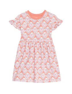 Pure Cotton Heart Print Dress (2-8 Yrs)