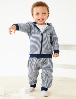 Cotton Rich Striped Zip Hoodie (0-3 Yrs)