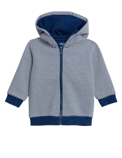 Cotton Rich Striped Zip Hoodie (0-3 Yrs)