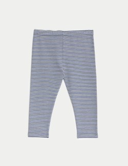 2pk Cotton Rich Striped & Plain Leggings (0-3 Yrs)