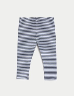 2pk Cotton Rich Striped & Plain Leggings (0-3 Yrs)