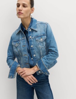 Cotton Lyocell Blend Denim Trucker Jacket