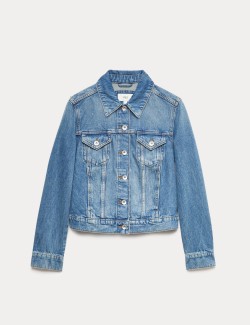 Cotton Lyocell Blend Denim Trucker Jacket