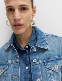 Cotton Lyocell Blend Denim Trucker Jacket