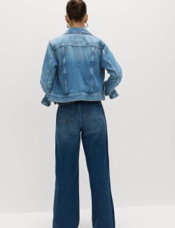 Cotton Lyocell Blend Denim Trucker Jacket