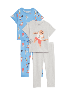 2pk Pure Cotton Sports Animals Pyjama Sets (1-8 Yrs)