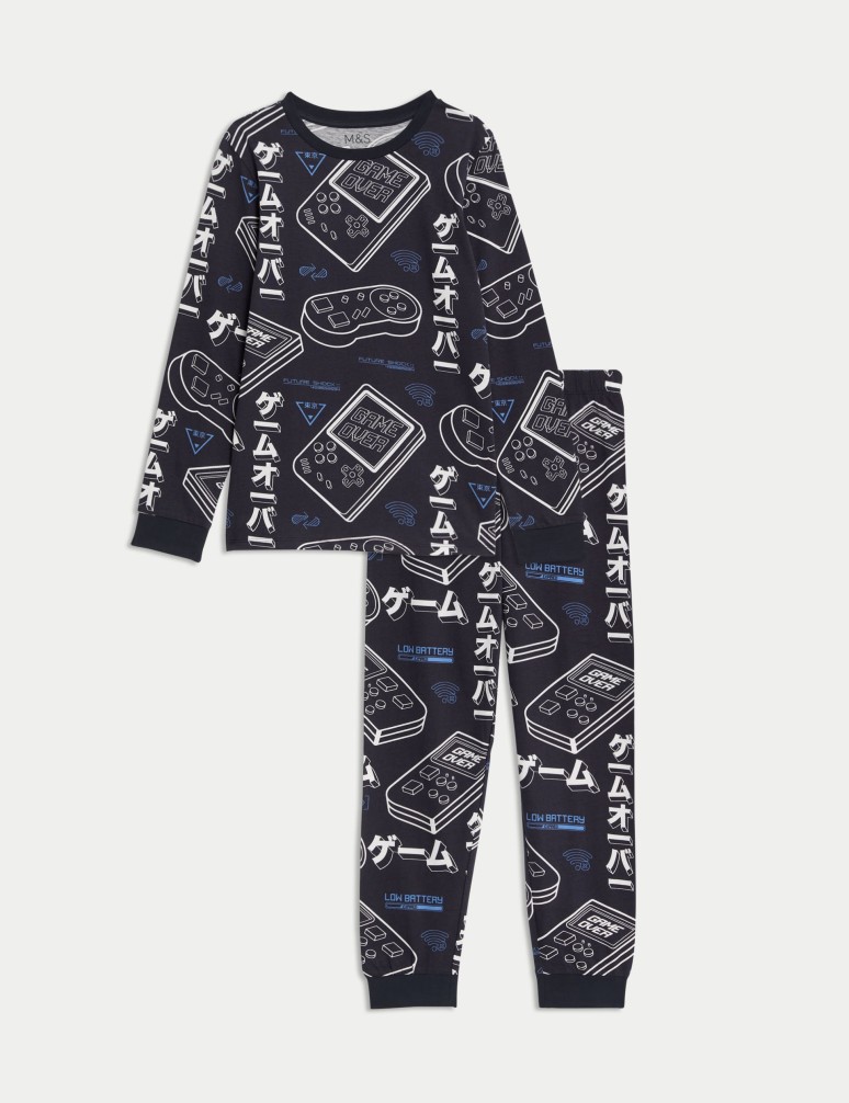 Pure Cotton Gaming Print Pyjamas (7-14 Yrs)