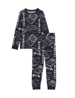 Pure Cotton Gaming Print Pyjamas (7-14 Yrs)