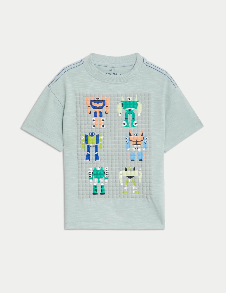 Pure Cotton Robot Graphic T-Shirt (2-8 Yrs)