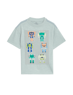 Pure Cotton Robot Graphic T-Shirt (2-8 Yrs)