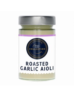 Majonéza s olivovým olejem (74 %), extra panenským olivovým olejem (2 %) a pečeným česnekem