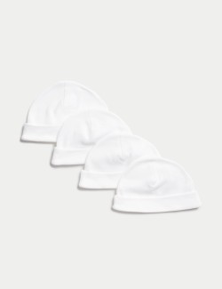 4pk Pure Cotton Hats (0-1 Yrs)