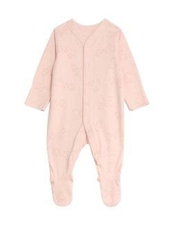 3pk Pure Cotton Bunny & Striped Sleepsuits (5lbs-3 Yrs)