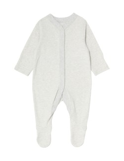 3pk Pure Cotton Dog & Striped Sleepsuits (5lbs-3 Yrs)