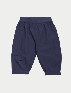 2 Pack Pure Cotton Cargo Trousers (0-3 Years)
