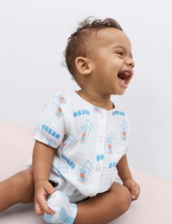 Pure Cotton Milkshake Print Romper (0-2 Yrs)