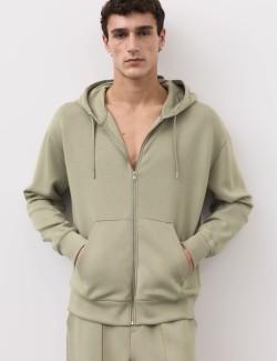 Mikina s kapucí ze směsi modalu a zipem