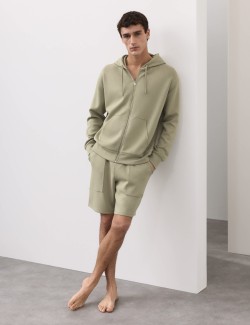 Mikina s kapucí ze směsi modalu a zipem