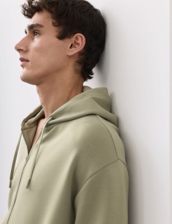 Mikina s kapucí ze směsi modalu a zipem