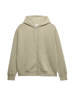 Mikina s kapucí ze směsi modalu a zipem