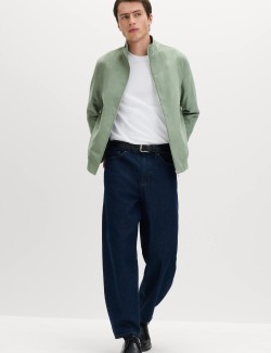 Faux Suede Padded Funnel Neck Jacket