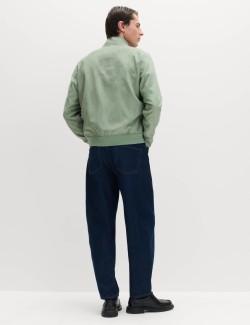 Faux Suede Padded Funnel Neck Jacket