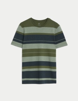 Pure Cotton Double Knit Striped T-Shirt