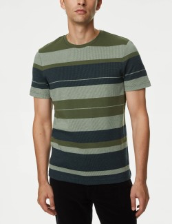 Pure Cotton Double Knit Striped T-Shirt