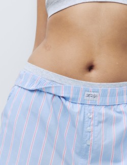 Pruhované pyžamové kalhoty se širokými nohavicemi ze 100 % bavlny