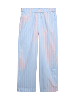 Pruhované pyžamové kalhoty se širokými nohavicemi ze 100 % bavlny