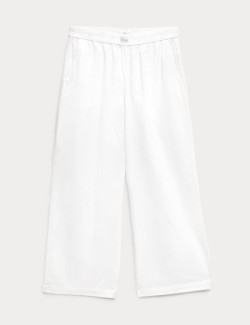 Pyžamové kalhoty se širokými nohavicemi, z čisté bavlny