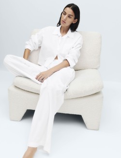 Pyžamové kalhoty se širokými nohavicemi, z čisté bavlny