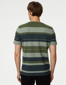 Pure Cotton Double Knit Striped T-Shirt