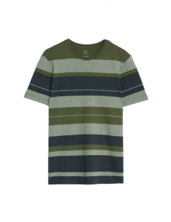 Pure Cotton Double Knit Striped T-Shirt