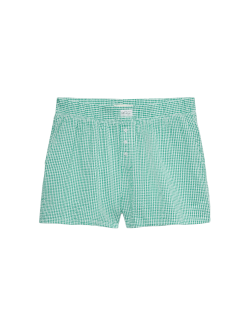 Ginghamové pyžamové šortky Seersucker z čisté bavlny