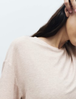 Žebrovaný pyžamový top s vysokým obsahem modalu